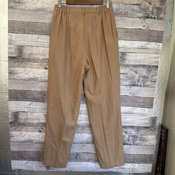 Sag Harbor 100% Pure Wool High Waist Lined Pleated Trousers Pants SZ 10 Brown - Picture 2 of 8